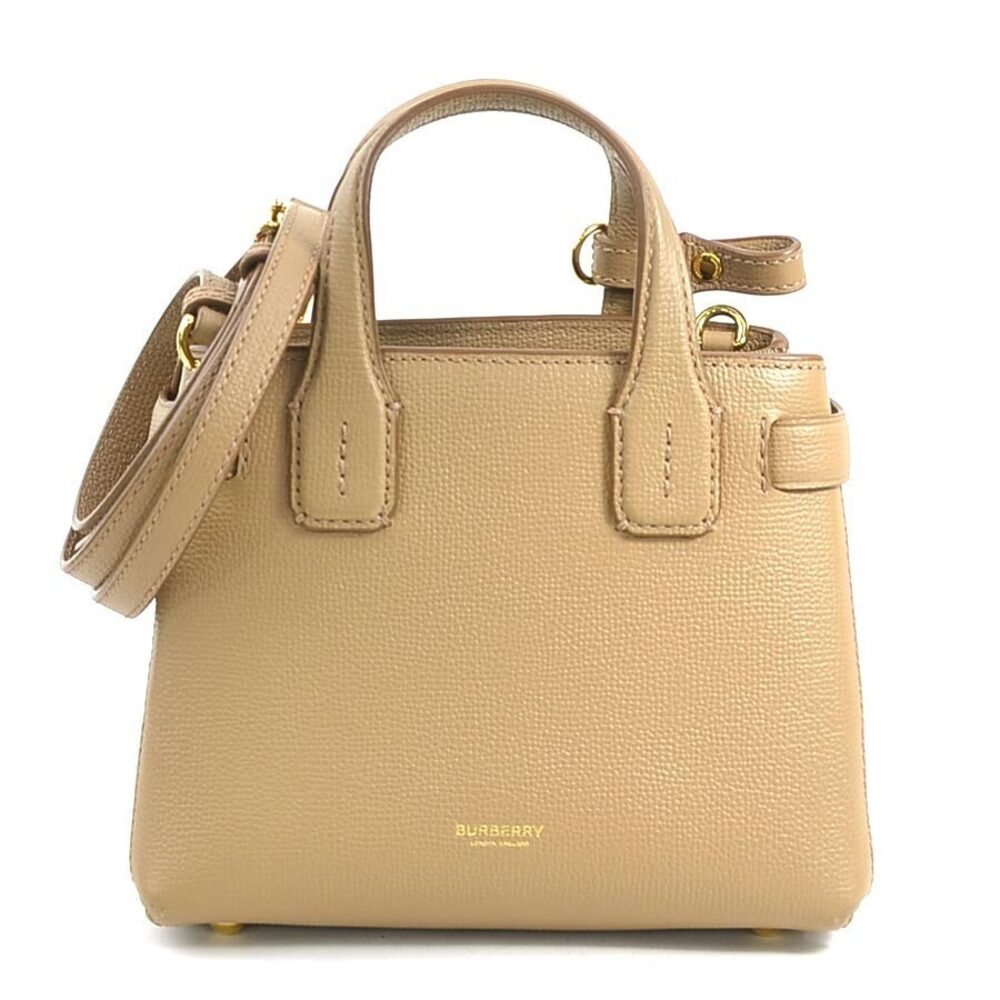 Burberry Handbag Shoulder Bag Leather Canvas Camel - Picture 1 of 4
